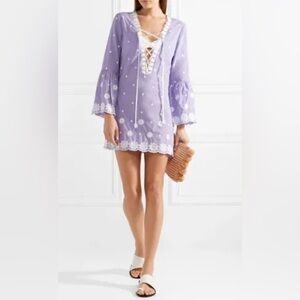 Miguelina beach cover up lace purple dress
